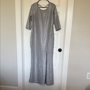 Matix Clothing Company Shimmering Silver Long Sleeve Dress